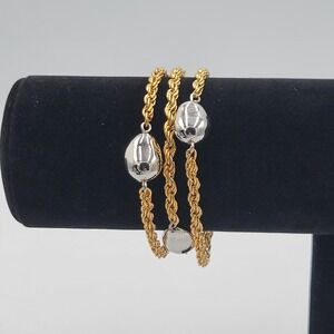 Vintage‎ Monet Bracelet Gold Tone 3 Strands Silver/gold